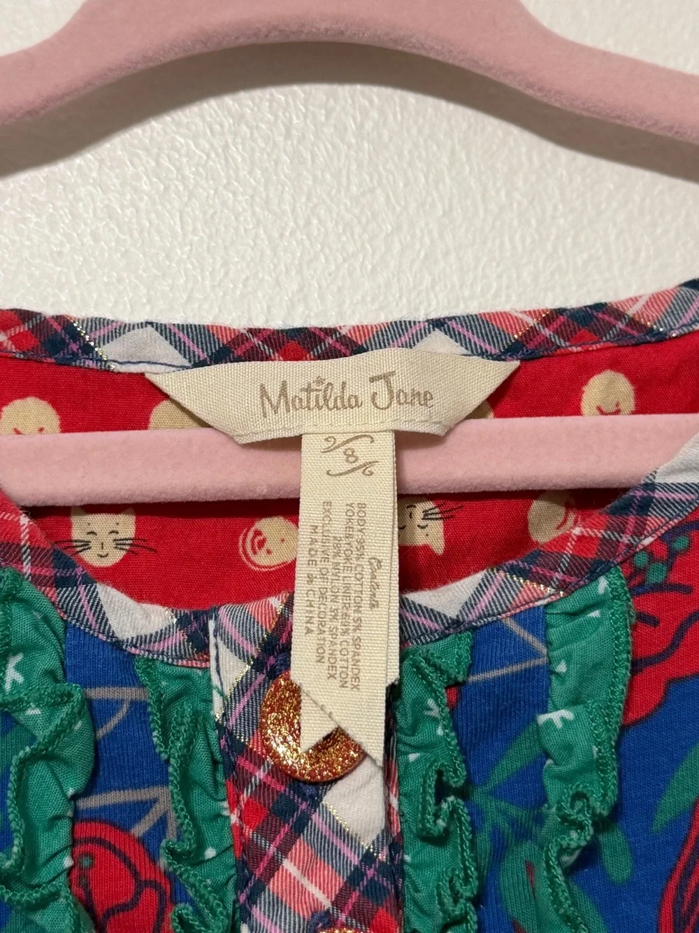 MATILDA JANE Make Believe I Believe Tunic Floral Top Girl’s Size 8 Cats & Roses